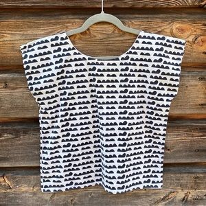 Material Black and White Abstract Printed Top